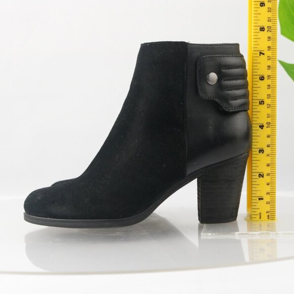 Clarks Womens Palma Rylie Boot Size 7.5 Black Suede Leather Block Heel Bootie - Picture 7 of 13